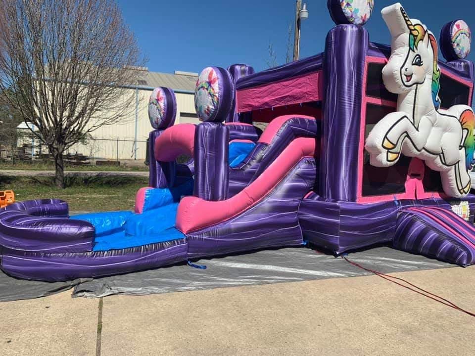 3D Unicorn Party Combo Water Slide Bounce House Rentals